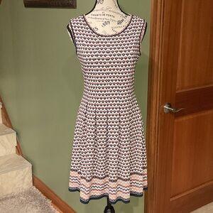 Max Studio Navy and White Heart Midi Dress, Size XS